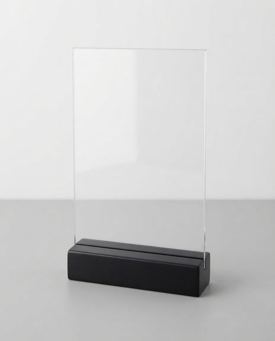 porta avvisi prezzi plexiglass base legno